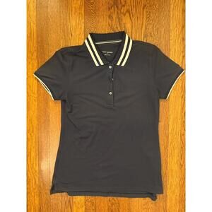 Tory Burch Sport Pleated Collar Polo Snow Navy with White Trim size M